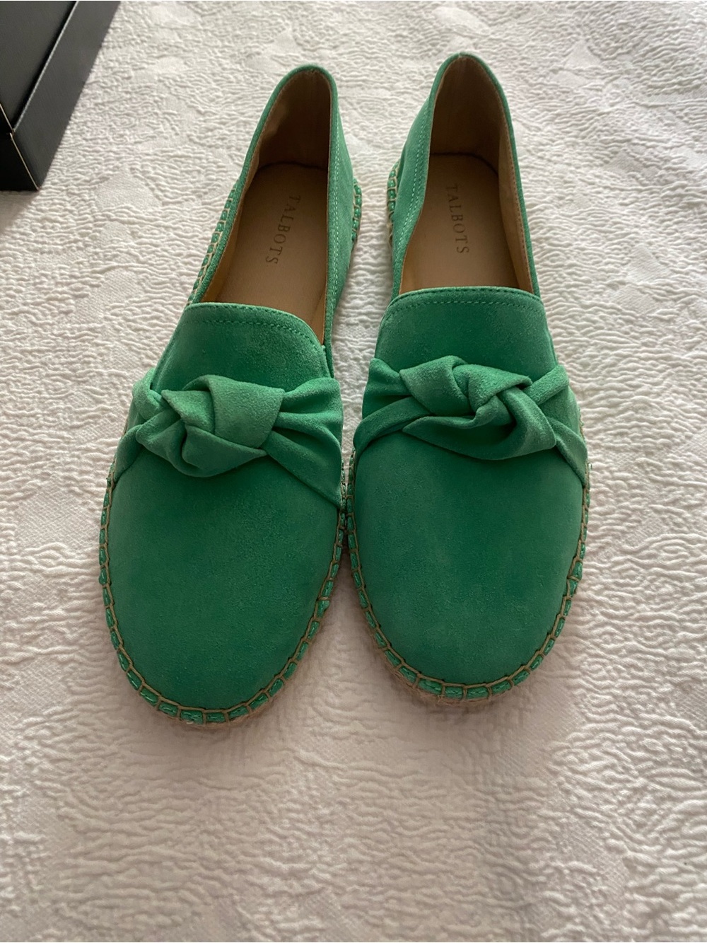 Talbots Green Suede Knot Espadrille Mules